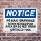 Signmission No Glass Or Animals Within Fenced Pool Area, 14 in W x Rectangle, Plastic OS-2PACK-NS-P-1014-L-14632 - alternate 5